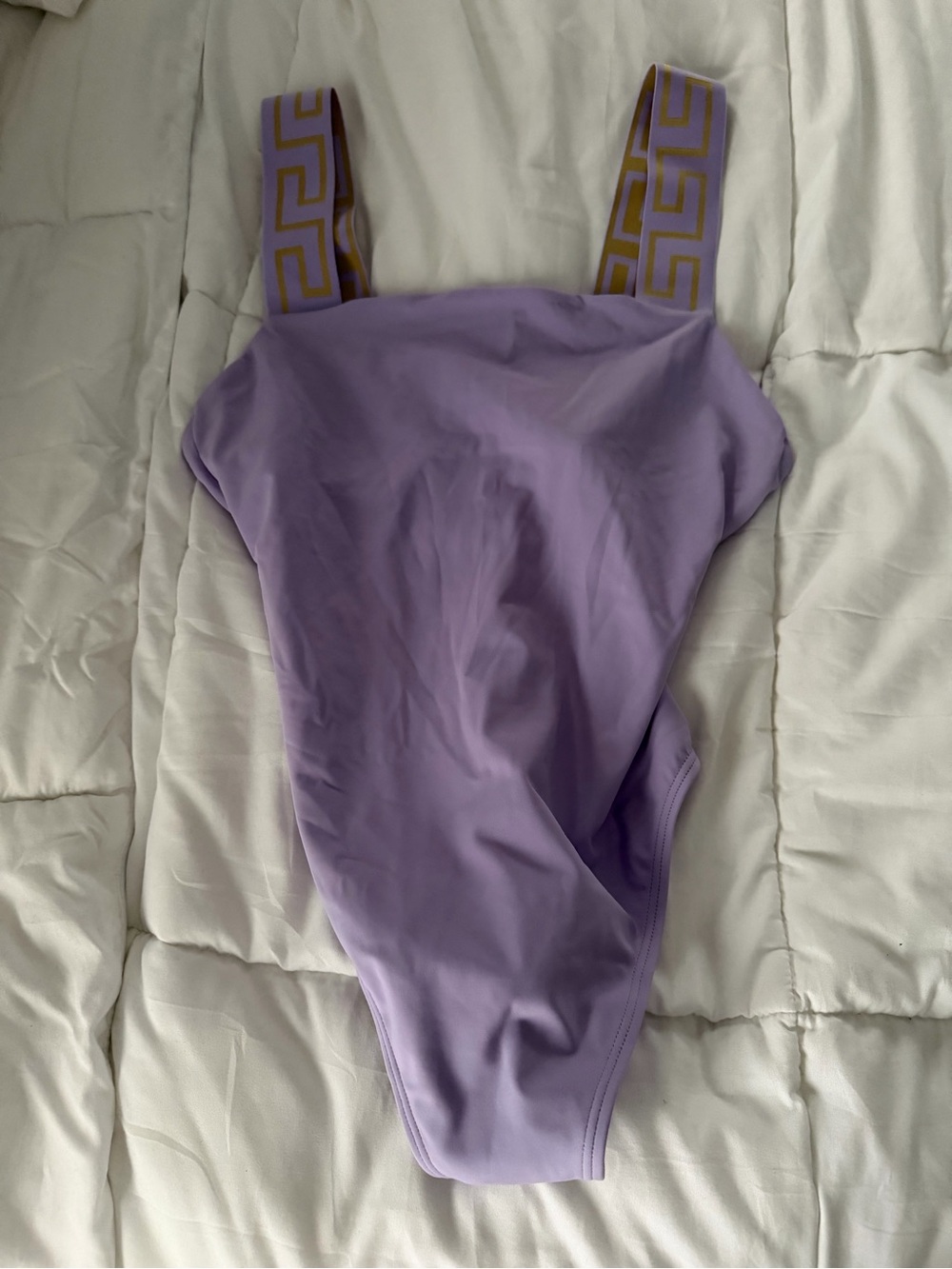 Versace Lavender Swimsuit with Gold-Trim Detail - Picture 2 of 8